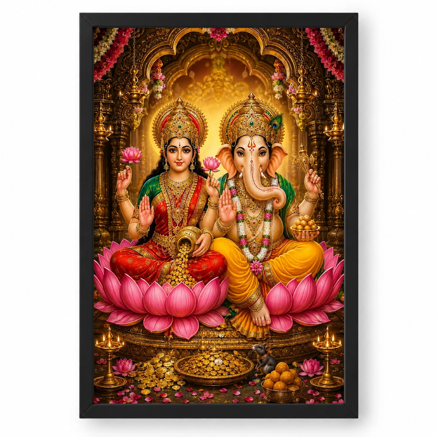 Lakshmi Ganesha Peaceful Home Mandir Composition Photo Frame 1 Lakshmi Ganesha Peaceful Home Mandir Composition Photo Frame — black frame clean