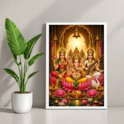 Lakshmi Saraswati Ganesha Heritage Temple Architecture Backdrop Photo Frame 12 Lakshmi Saraswati Ganesha Heritage Temple Architecture Backdrop Photo Frame — white frame console