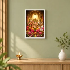Lakshmi Saraswati Ganesha Heritage Temple Architecture Backdrop Photo Frame 14 Lakshmi Saraswati Ganesha Heritage Temple Architecture Backdrop Photo Frame — white frame distant wall