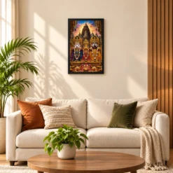 Jagannath Trinity Royal Jewel-Toned Portrait Photo Frame — black frame sofa