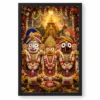 Jagannath Trinity Grand Festival Flower Decoration Photo Frame — black frame clean
