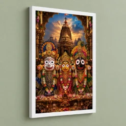 Jagannath Trinity Heritage Temple Architecture Backdrop Photo Frame — white frame angled wall