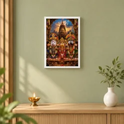 Jagannath Trinity Heritage Temple Architecture Backdrop Photo Frame — white frame distant wall