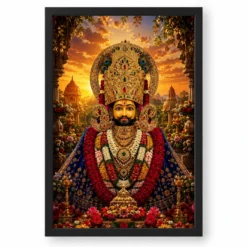 Khatu Shyam Serene Sunrise Blessing Photo Frame — black frame clean