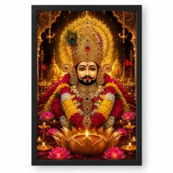 Khatu Shyam Lotus And Diya Radiance Photo Frame — black frame clean