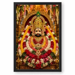 Khatu Shyam Grand Festival Flower Decoration Photo Frame — black frame clean