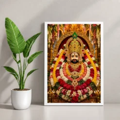 Khatu Shyam Grand Festival Flower Decoration Photo Frame — white frame console