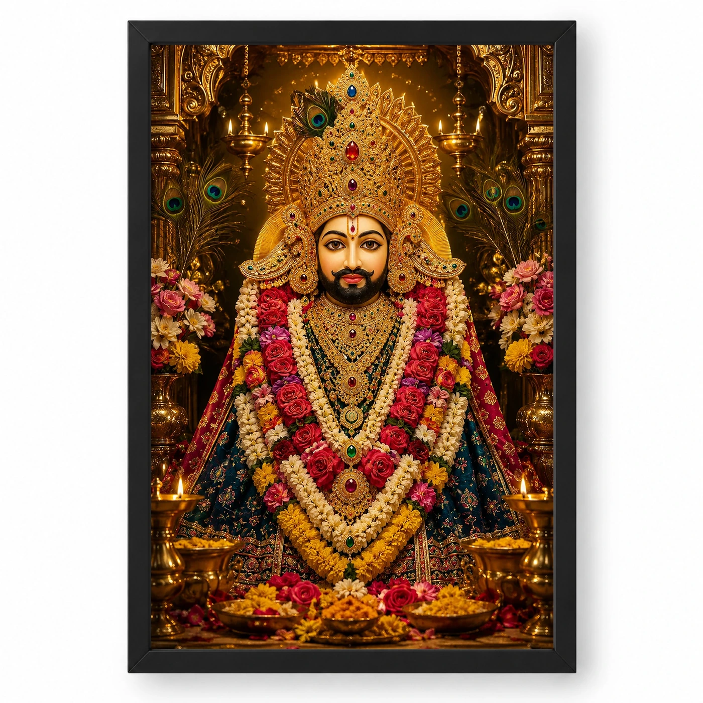 Khatu Shyam Peaceful Home Mandir Composition Photo Frame 1 Khatu Shyam Peaceful Home Mandir Composition Photo Frame — black frame clean