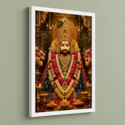 Khatu Shyam Peaceful Home Mandir Composition Photo Frame 13 Khatu Shyam Peaceful Home Mandir Composition Photo Frame — white frame angled wall