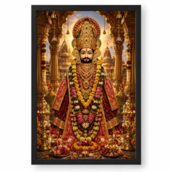 Khatu Shyam Heritage Temple Architecture Backdrop Photo Frame — black frame clean