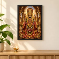 Khatu Shyam Heritage Temple Architecture Backdrop Photo Frame 11 Khatu Shyam Heritage Temple Architecture Backdrop Photo Frame — black frame pooja shelf