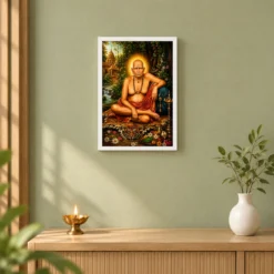 Swami Samarth Traditional Indian Miniature-Inspired Devotional Art Photo Frame 14 Swami Samarth Traditional Indian Miniature-Inspired Devotional Art Photo Frame — white frame distant wall