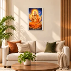 Swami Samarth Cosmic Celestial Aura Photo Frame — white frame sofa