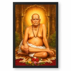 Swami Samarth Heritage Temple Architecture Backdrop Photo Frame — black frame clean