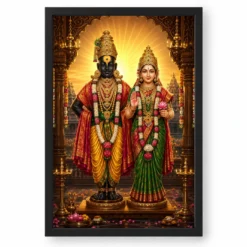 Vitthal Rukmini Royal Jewel-Toned Portrait Photo Frame — black frame clean