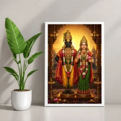 Vitthal Rukmini Royal Jewel-Toned Portrait Photo Frame — white frame console