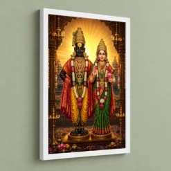 Vitthal Rukmini Royal Jewel-Toned Portrait Photo Frame — white frame angled wall