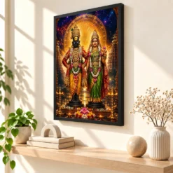 Vitthal Rukmini Cosmic Celestial Aura Photo Frame — black frame console