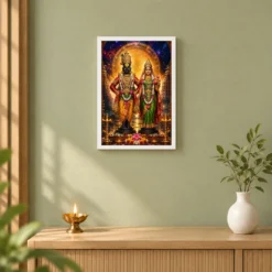 Vitthal Rukmini Cosmic Celestial Aura Photo Frame 14 Vitthal Rukmini Cosmic Celestial Aura Photo Frame — white frame distant wall