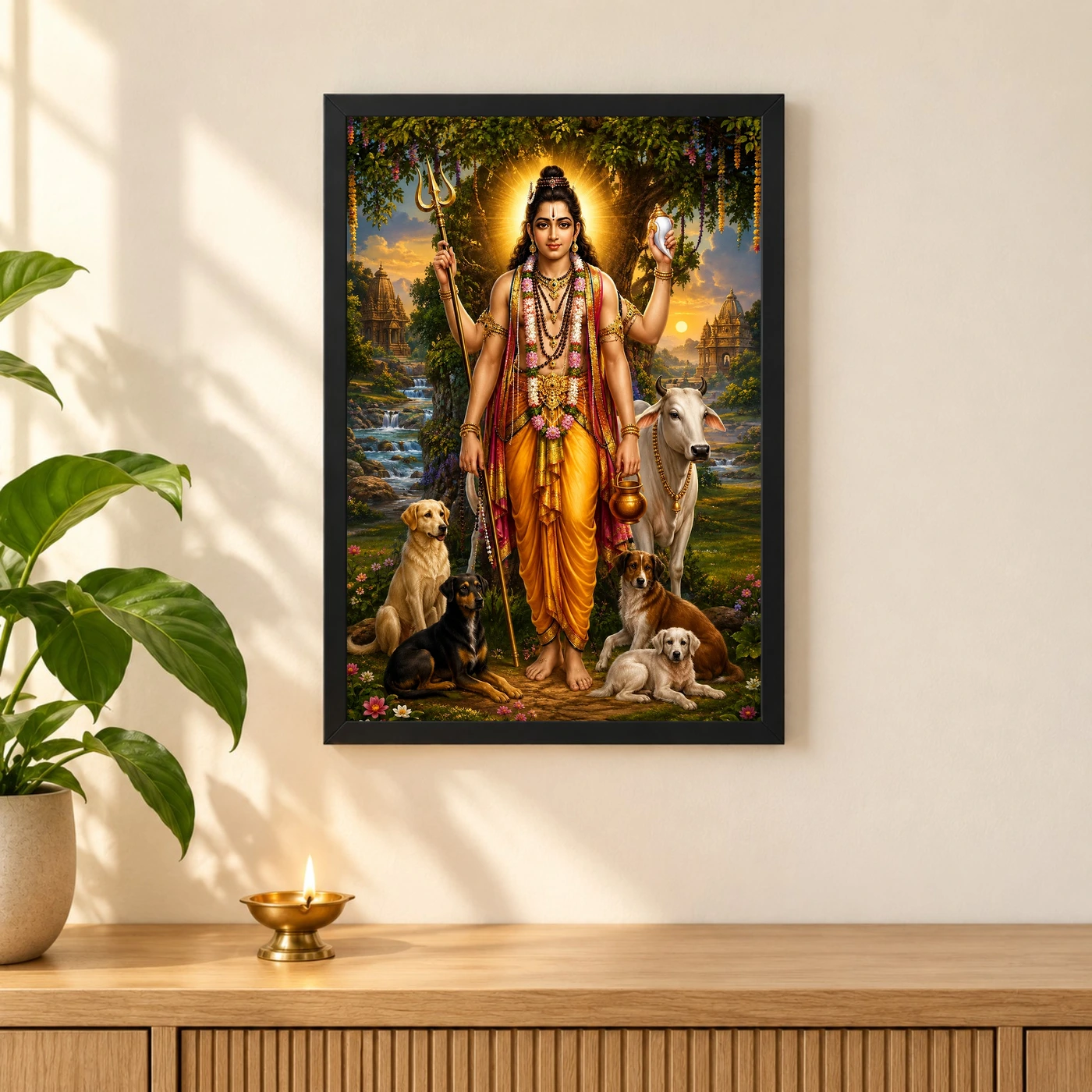 Dattatreya Royal Jewel-Toned Portrait Photo Frame 3 Dattatreya Royal Jewel-Toned Portrait Photo Frame — black frame pooja shelf