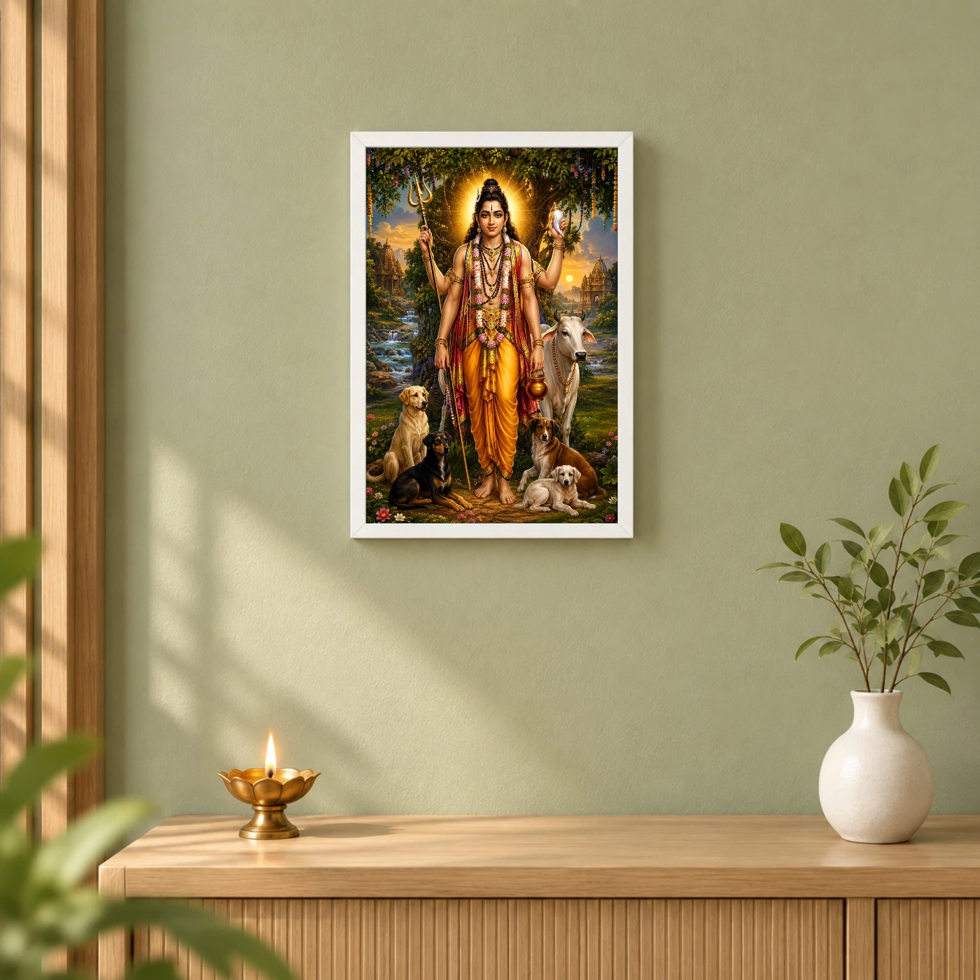 Dattatreya Royal Jewel-Toned Portrait Photo Frame 6 Dattatreya Royal Jewel-Toned Portrait Photo Frame — white frame distant wall