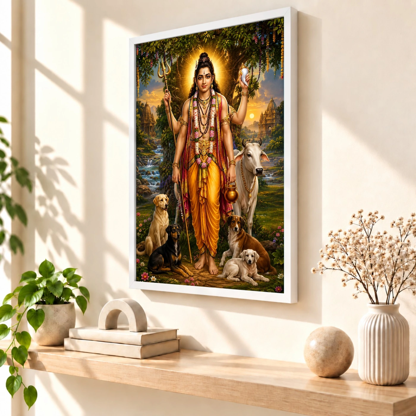 Dattatreya Royal Jewel-Toned Portrait Photo Frame 7 Dattatreya Royal Jewel-Toned Portrait Photo Frame — white frame warm console