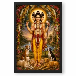 Dattatreya Grand Festival Flower Decoration Photo Frame — black frame clean