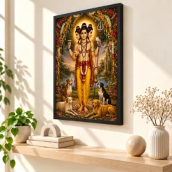 Dattatreya Grand Festival Flower Decoration Photo Frame — black frame console
