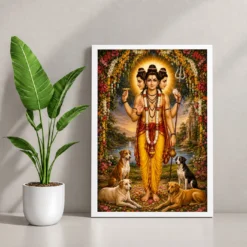 Dattatreya Grand Festival Flower Decoration Photo Frame — white frame console