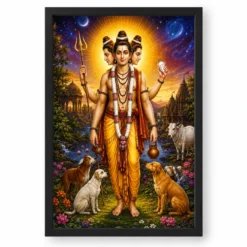 Dattatreya Cosmic Celestial Aura Photo Frame — black frame clean
