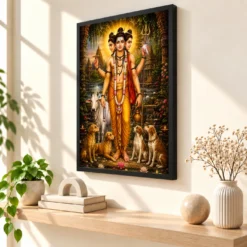 Dattatreya Heritage Temple Architecture Backdrop Photo Frame — black frame console