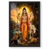 Dattatreya Vivid Premium Spiritual Poster Art Photo Frame — black frame clean