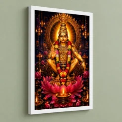 Ayyappa Swamy Lotus And Diya Radiance Photo Frame 13 Ayyappa Swamy Lotus And Diya Radiance Photo Frame — white frame angled wall