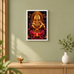 Ayyappa Swamy Lotus And Diya Radiance Photo Frame 14 Ayyappa Swamy Lotus And Diya Radiance Photo Frame — white frame distant wall