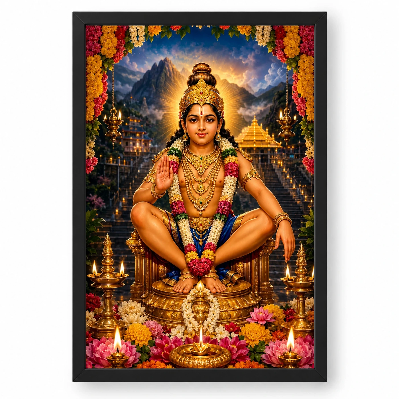 Ayyappa Swamy Grand Festival Flower Decoration Photo Frame 1 Ayyappa Swamy Grand Festival Flower Decoration Photo Frame — black frame clean