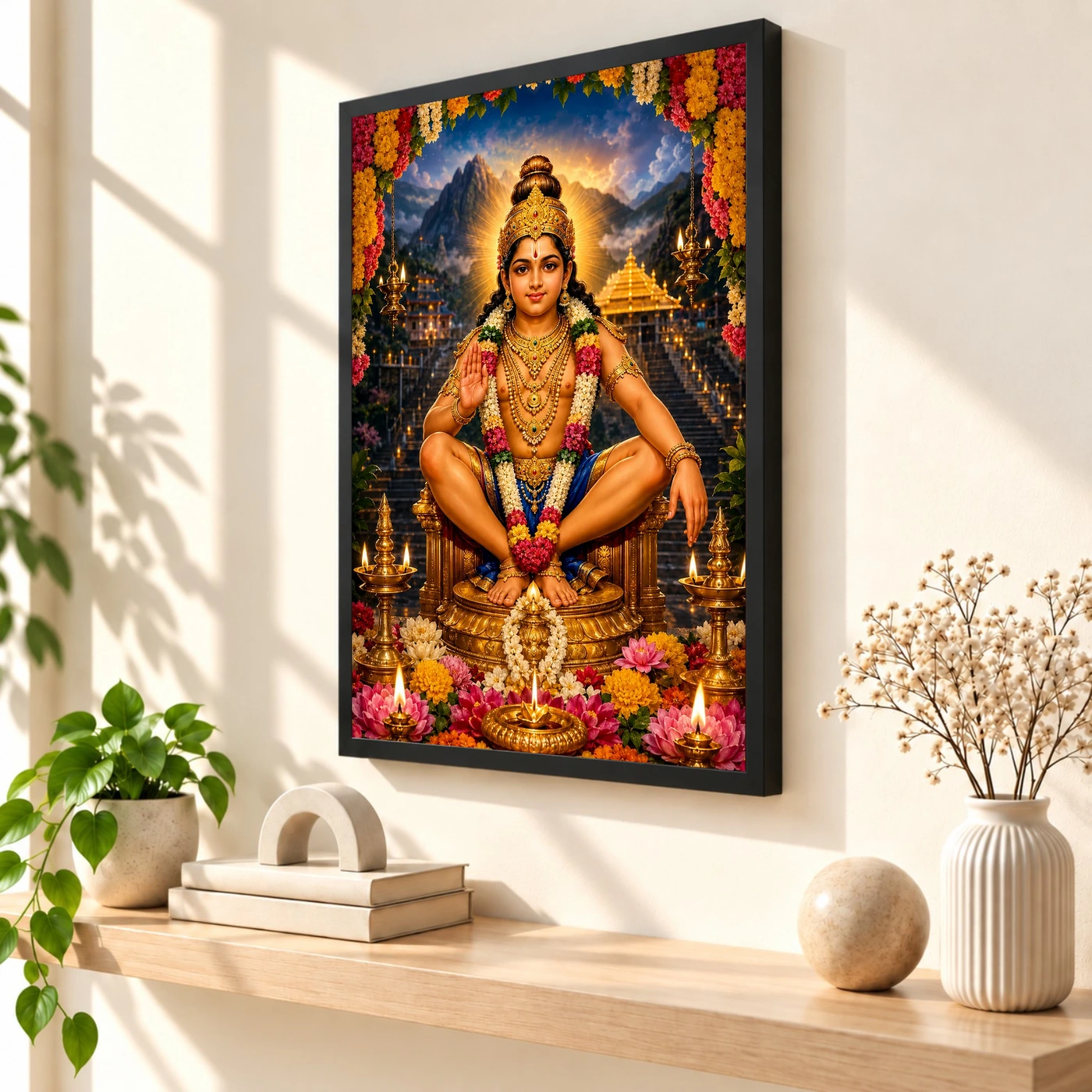 Ayyappa Swamy Grand Festival Flower Decoration Photo Frame 2 Ayyappa Swamy Grand Festival Flower Decoration Photo Frame — black frame console