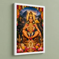 Ayyappa Swamy Grand Festival Flower Decoration Photo Frame 13 Ayyappa Swamy Grand Festival Flower Decoration Photo Frame — white frame angled wall