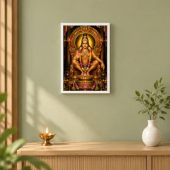Ayyappa Swamy Peaceful Home Mandir Composition Photo Frame 14 Ayyappa Swamy Peaceful Home Mandir Composition Photo Frame — white frame distant wall