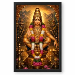 Ayyappa Swamy Heritage Temple Architecture Backdrop Photo Frame — black frame clean