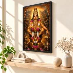 Ayyappa Swamy Heritage Temple Architecture Backdrop Photo Frame — black frame console