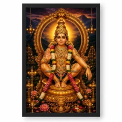Ayyappa Swamy Vivid Premium Spiritual Poster Art Photo Frame — black frame clean