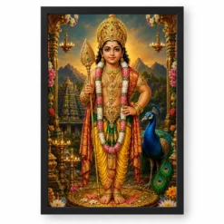 Murugan Kartikeya Royal Jewel-Toned Portrait Photo Frame — black frame clean