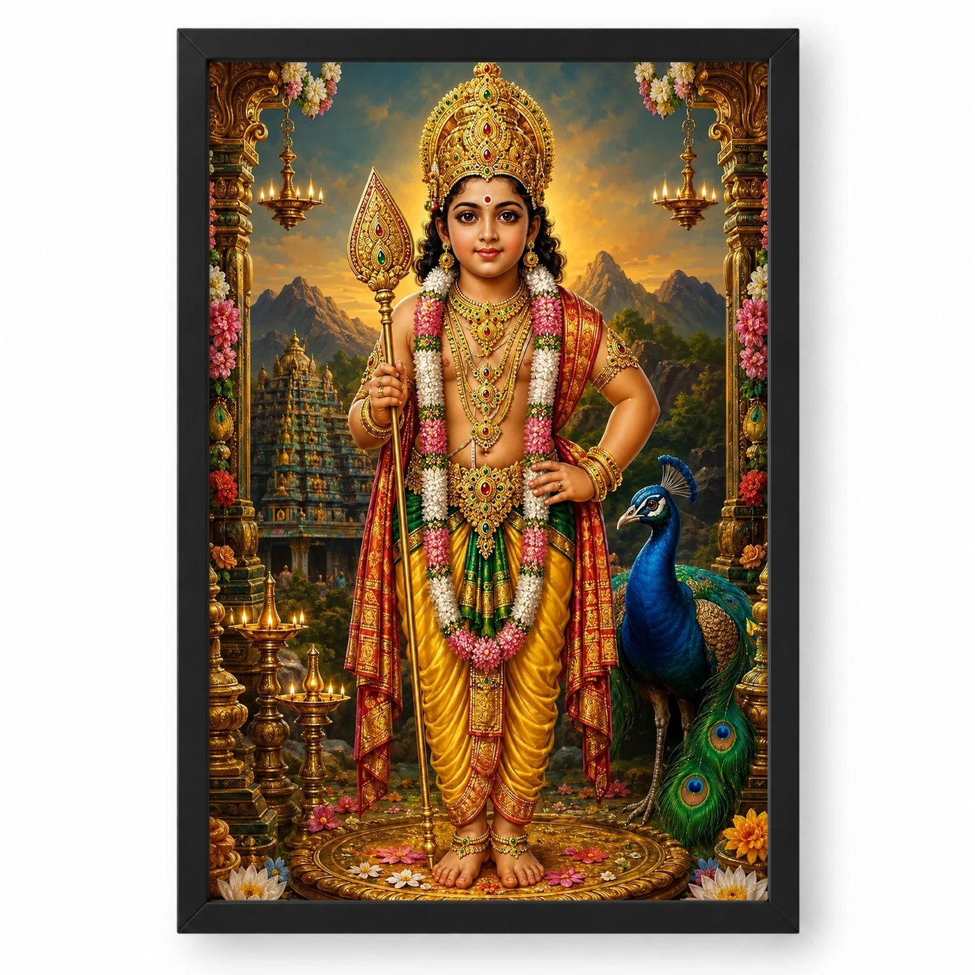 Murugan Kartikeya Royal Jewel-Toned Portrait Photo Frame 1 Murugan Kartikeya Royal Jewel-Toned Portrait Photo Frame — black frame clean