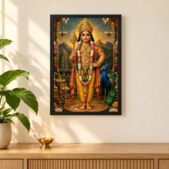 Murugan Kartikeya Royal Jewel-Toned Portrait Photo Frame 11 Murugan Kartikeya Royal Jewel-Toned Portrait Photo Frame — black frame pooja shelf