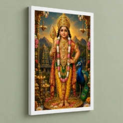 Murugan Kartikeya Royal Jewel-Toned Portrait Photo Frame 13 Murugan Kartikeya Royal Jewel-Toned Portrait Photo Frame — white frame angled wall