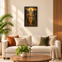 Murugan Kartikeya Traditional Indian Miniature-Inspired Devotional Art Photo Frame — black frame sofa