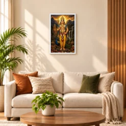 Murugan Kartikeya Traditional Indian Miniature-Inspired Devotional Art Photo Frame — white frame sofa