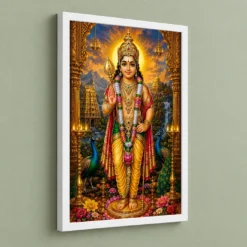 Murugan Kartikeya Peaceful Home Mandir Composition Photo Frame 13 Murugan Kartikeya Peaceful Home Mandir Composition Photo Frame — white frame angled wall
