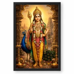 Murugan Kartikeya Heritage Temple Architecture Backdrop Photo Frame — black frame clean