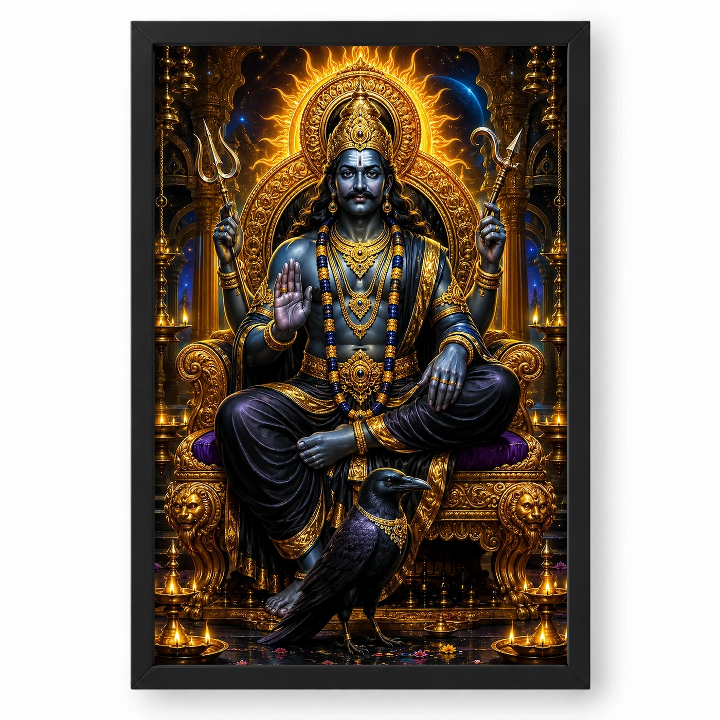Shani Dev Ornate Golden Temple Darshan Photo Frame 1 Shani Dev Ornate Golden Temple Darshan Photo Frame — black frame clean
